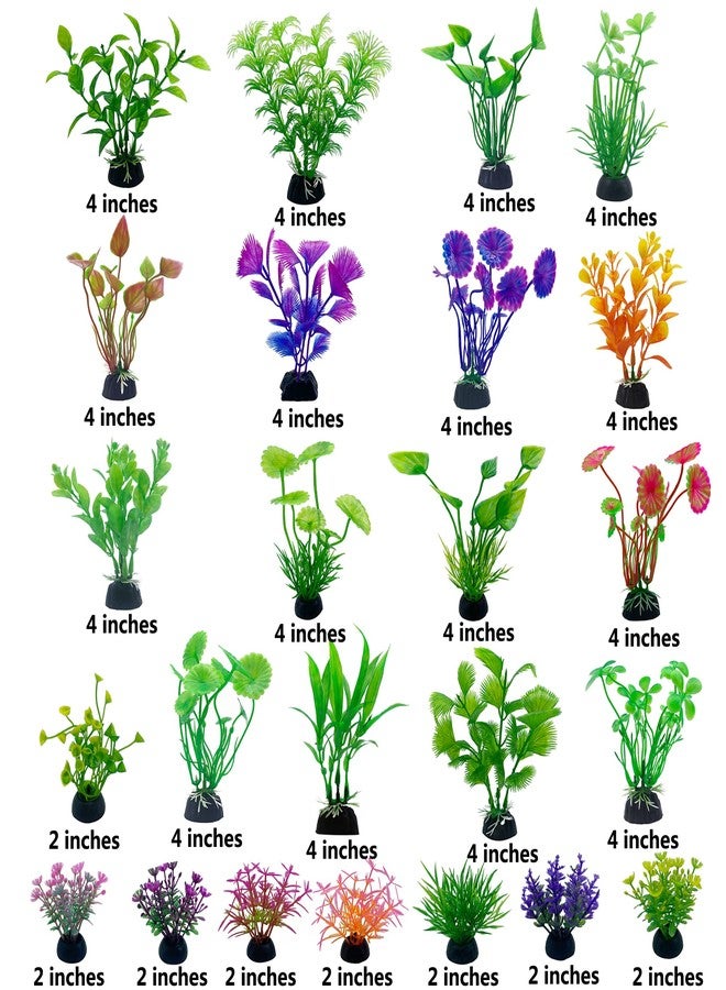 TANOMA 24PCS Plastic Artificial Aquarium Plants, Fake Realistic Plants for Aquarium Fish Tank Vivid - Image 2